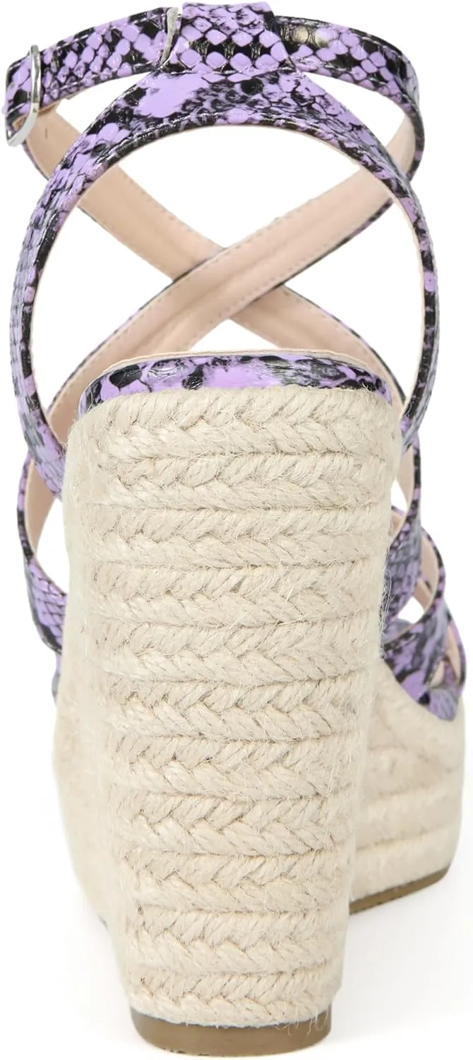 Allegra K Women's Snake Print Strappy Espadrilles Wedge Heel Platform Sandals