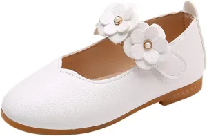 Baby Girls Dress Shoes Closed Toe Wedding Party School Ankle Strap Ballet Flats Shoes Big Kids Flower Girl Shoes