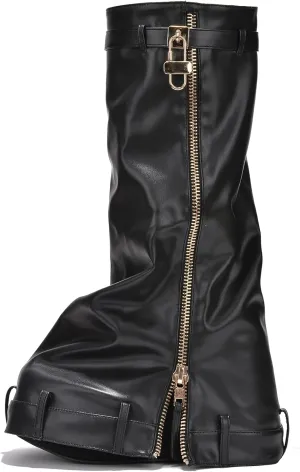 Cape Robbin Women's Padlock Fold Over Knee High Platform Boots Pull-On Boots