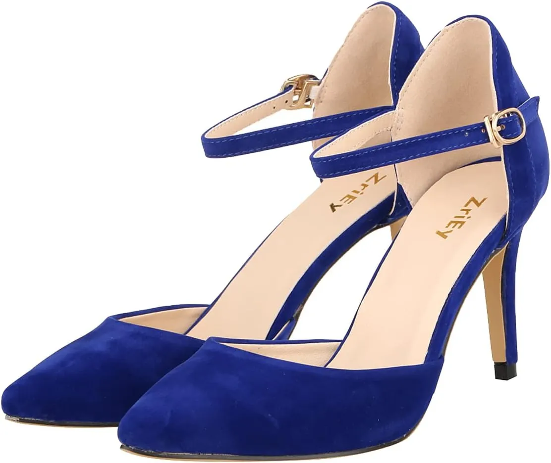 ChaiRong Zhou Women's Ankle Buckle High Thin Heeled Pump Sandals, Fashion Casual Wedding Party Dress Pumps