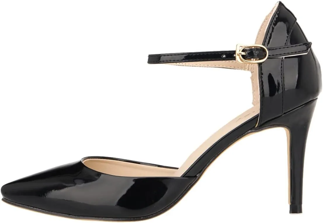 ChaiRong Zhou Women's Ankle Buckle High Thin Heeled Pump Sandals, Fashion Casual Wedding Party Dress Pumps