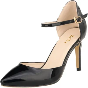 ChaiRong Zhou Women's Ankle Buckle High Thin Heeled Pump Sandals, Fashion Casual Wedding Party Dress Pumps