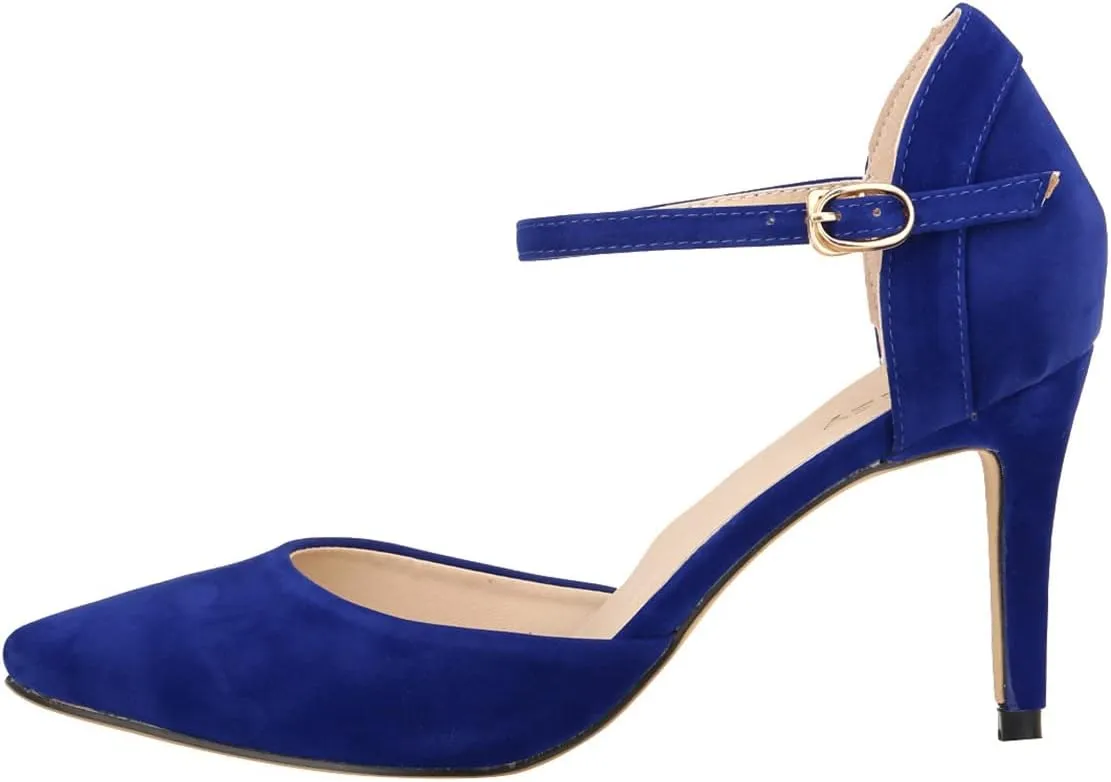 ChaiRong Zhou Women's Ankle Buckle High Thin Heeled Pump Sandals, Fashion Casual Wedding Party Dress Pumps