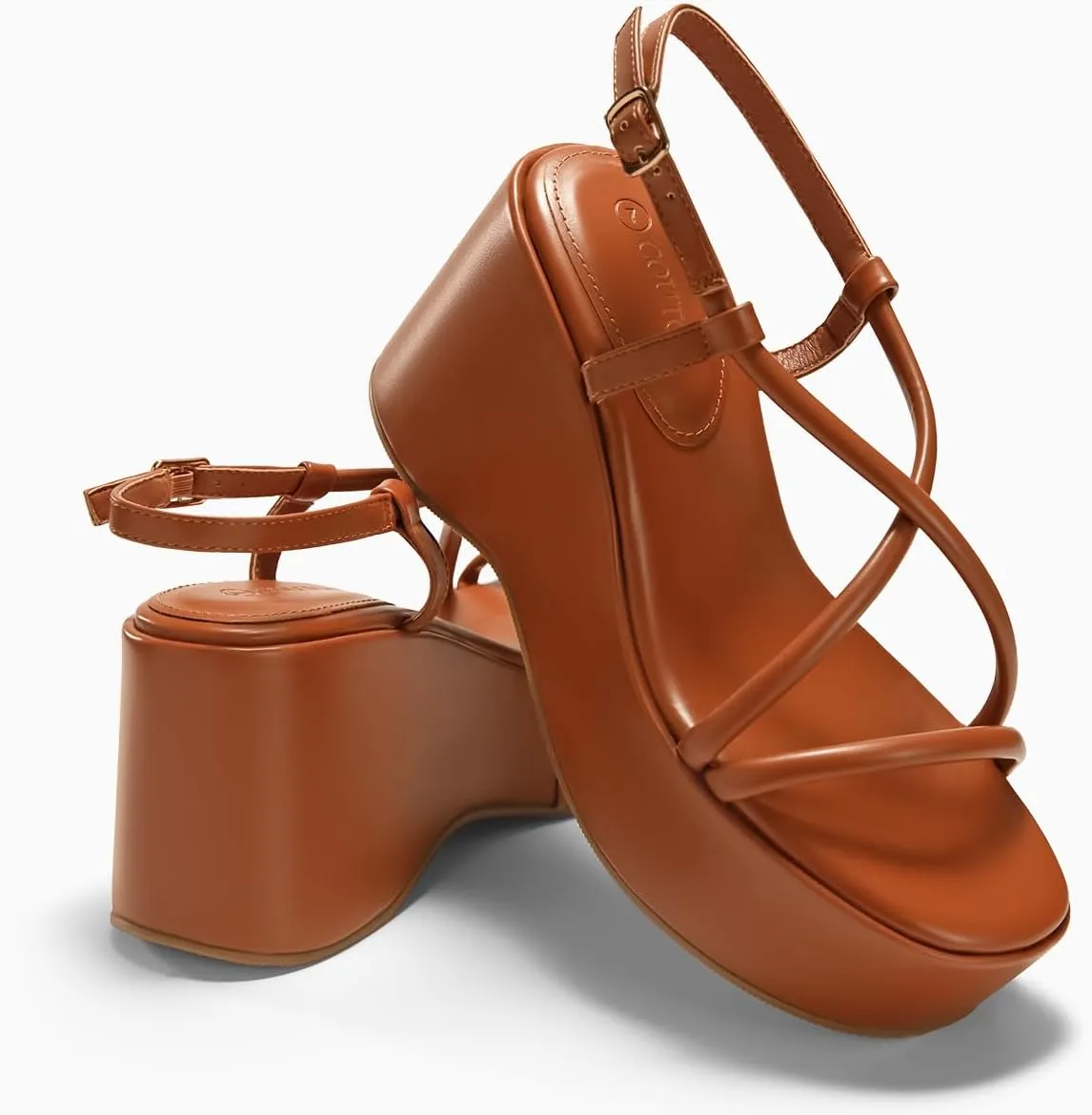 Coutgo Womens Platform Wedge Heels Sandals Slingback Open Toe Ankle Strap Summer Dress Shoes