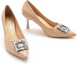 C.Paravano Women's Pumps I Pointed Toe Kitten Heel I Closed Toe Dress Pump I Comfortable Wedding Shoes