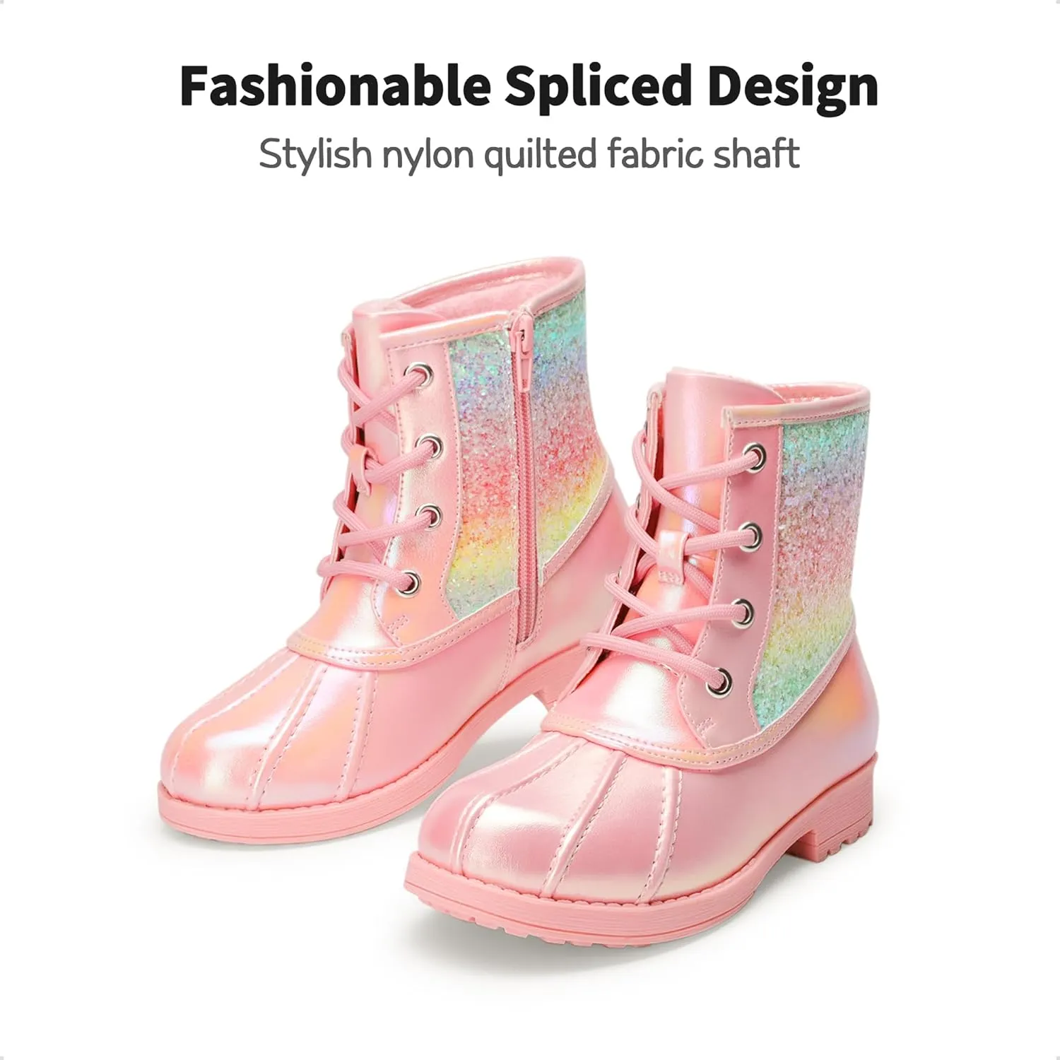 DREAM PAIRS Girls Side Zipper Glitter Ankle Boots(Toddler/Little Kid/Big Kid)