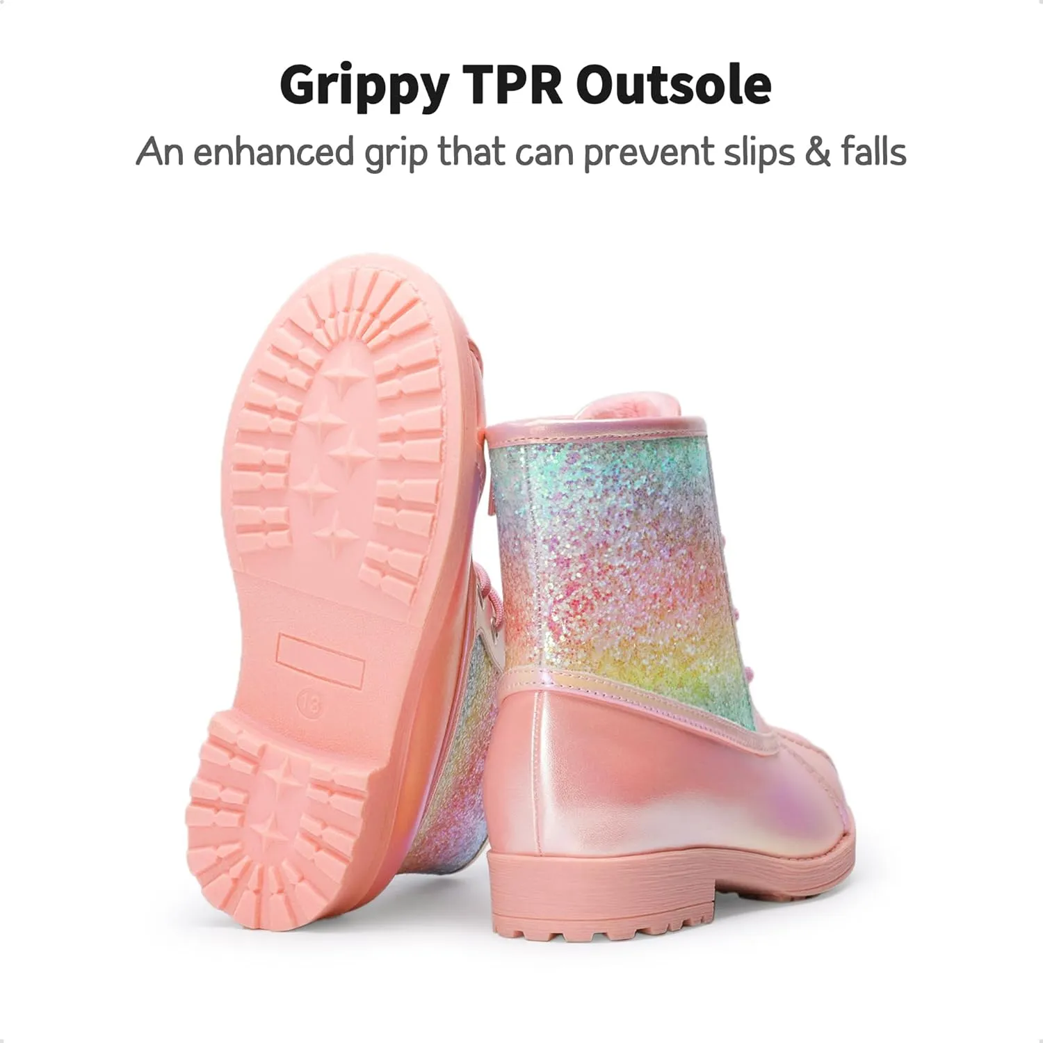 DREAM PAIRS Girls Side Zipper Glitter Ankle Boots(Toddler/Little Kid/Big Kid)