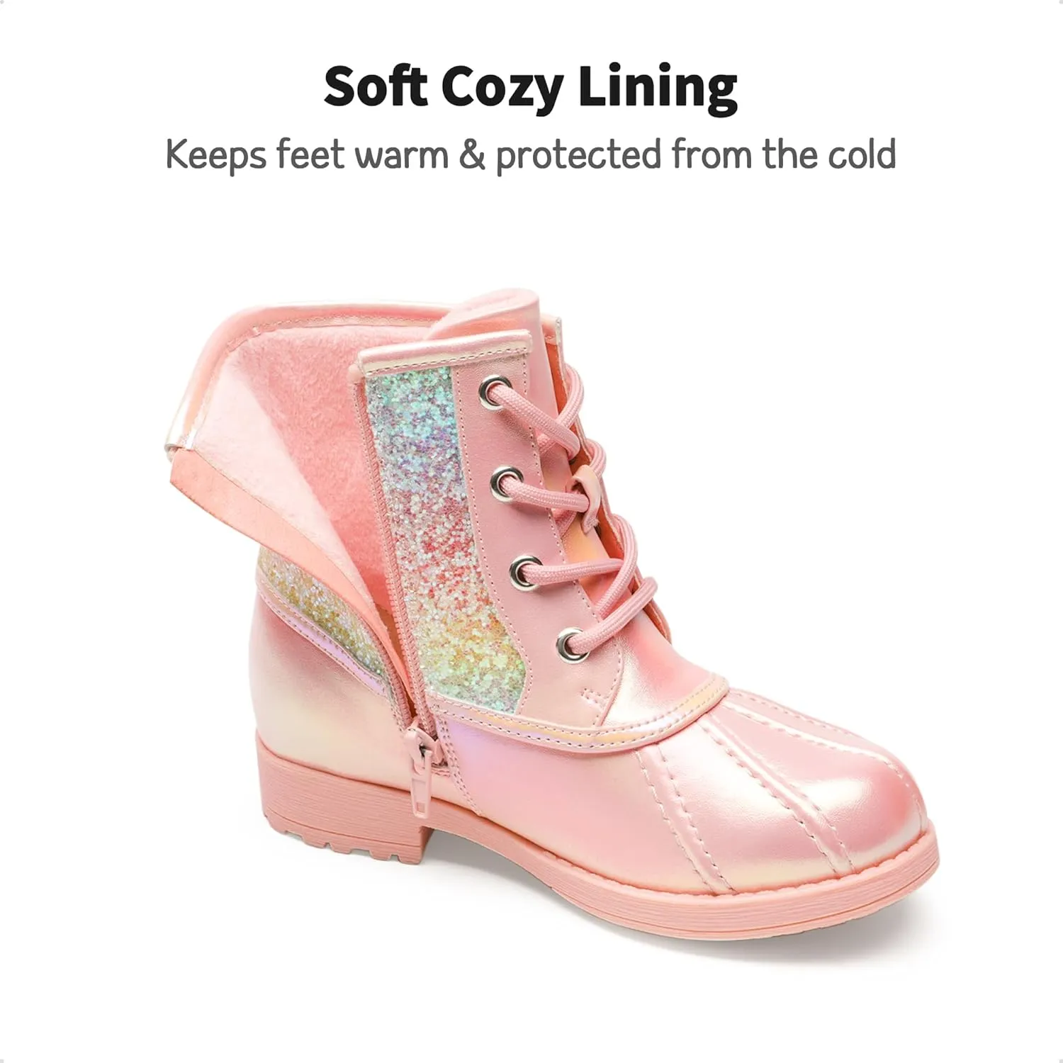 DREAM PAIRS Girls Side Zipper Glitter Ankle Boots(Toddler/Little Kid/Big Kid)