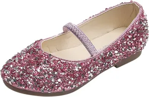 Dress Shoes for Girls Mary Jane Flats Sparkle Glitter Princess Shoes Wedding Party School Slip-On Ballet Shoes
