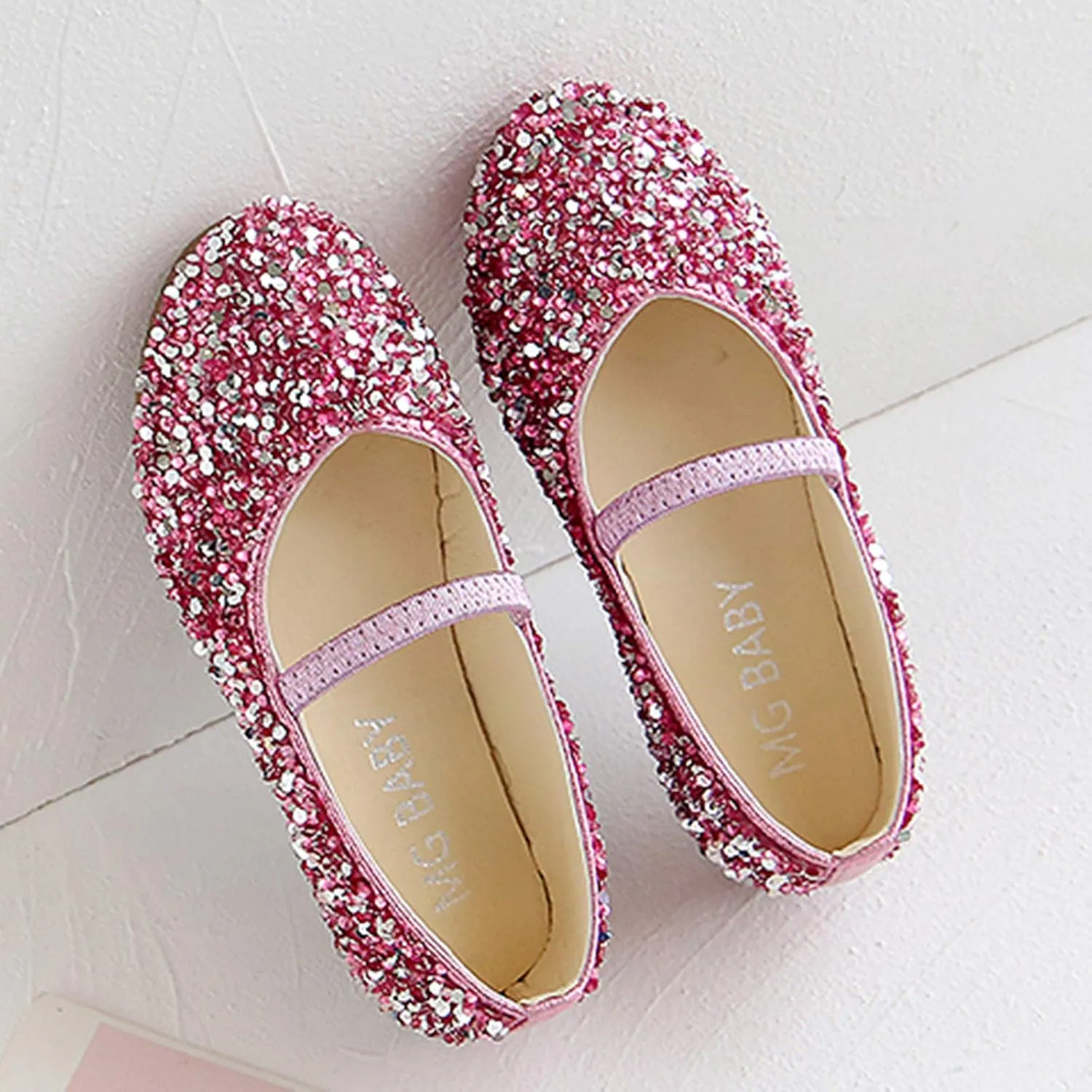 Dress Shoes for Girls Mary Jane Flats Sparkle Glitter Princess Shoes Wedding Party School Slip-On Ballet Shoes