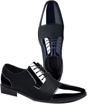 Dress Shoes for Men Classic Men's Patent Leather Oxfords Formal Lace-Up Dress Shoes for Weddings Parties
