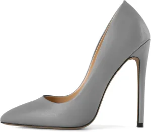 Eldof Women's Stilettos High Heels Slip On Pointed Closed Toe Classic Wedding Party Dressy Pumps 4.7 Inches