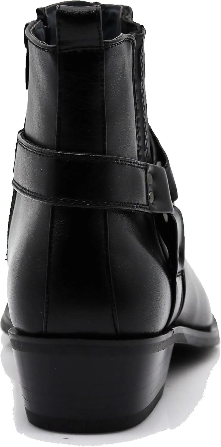 Enzo Romeo WSTN01 Men's Western Boots Side Zipper Pointy Strap Fashion Boots