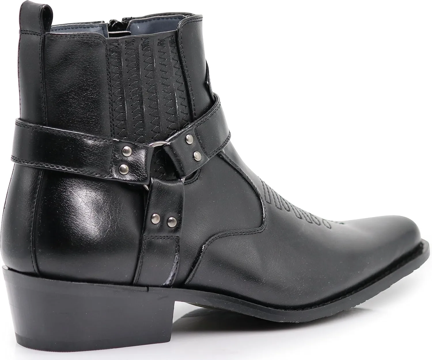 Enzo Romeo WSTN01 Men's Western Boots Side Zipper Pointy Strap Fashion Boots