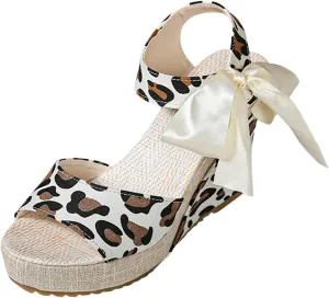 Espadrille Wedge Sandals for Women Open Toe Ankle Strappy Vintage Lightweight Platform Sandals Slip on Wedding Party Dressy Summer Shoes