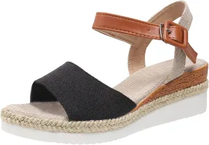 Espadrille Wedge Sandals Women Buckle Ankle Strap Open Toe Classic Comfortable Platform Sandal 2024 Fashion Trendy Stylish Summer Dress Shoes