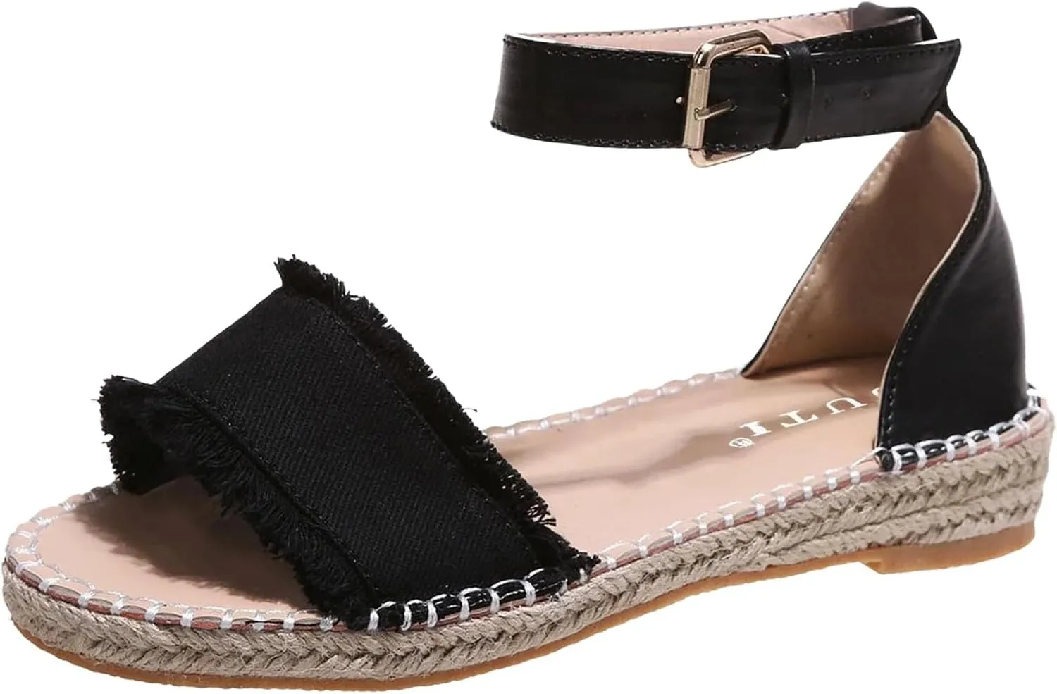 Espadrille Wedge Sandals Women Buckle Ankle Strap Open Toe Classic Comfortable Platform Sandal Wide Width Stretch Textile Dressy Summer Shoes