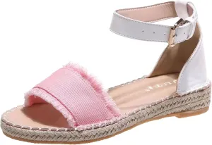 Espadrille Wedge Sandals Women Buckle Ankle Strap Open Toe Classic Comfortable Platform Sandal Wide Width Stretch Textile Dressy Summer Shoes
