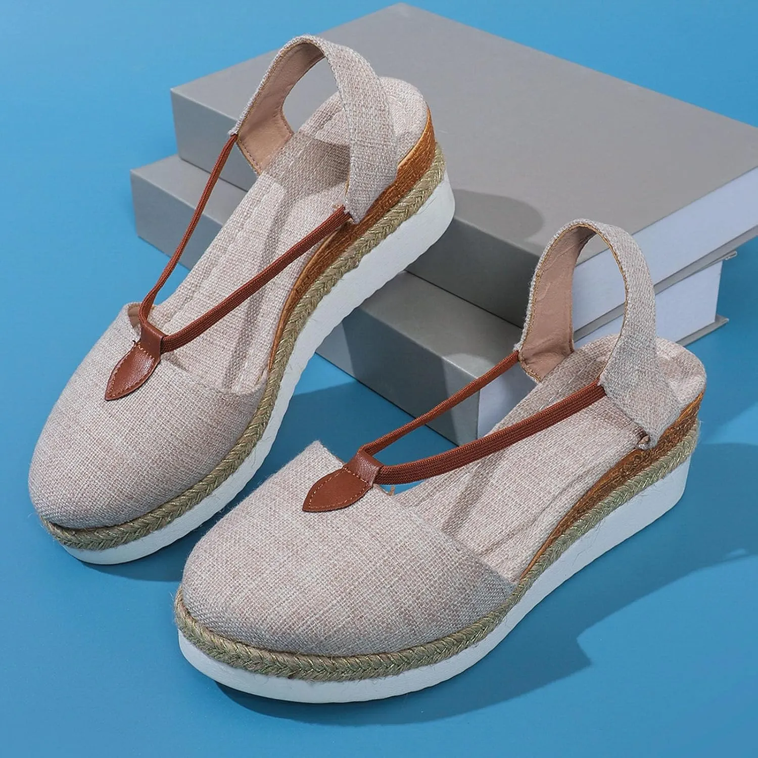 Espadrille Wedge Sandals Women Closed Toe Ankle Strappy Vintage Comfy Platform Sandals 2024 Fashion Trendy Stylish Summer Dress Shoes