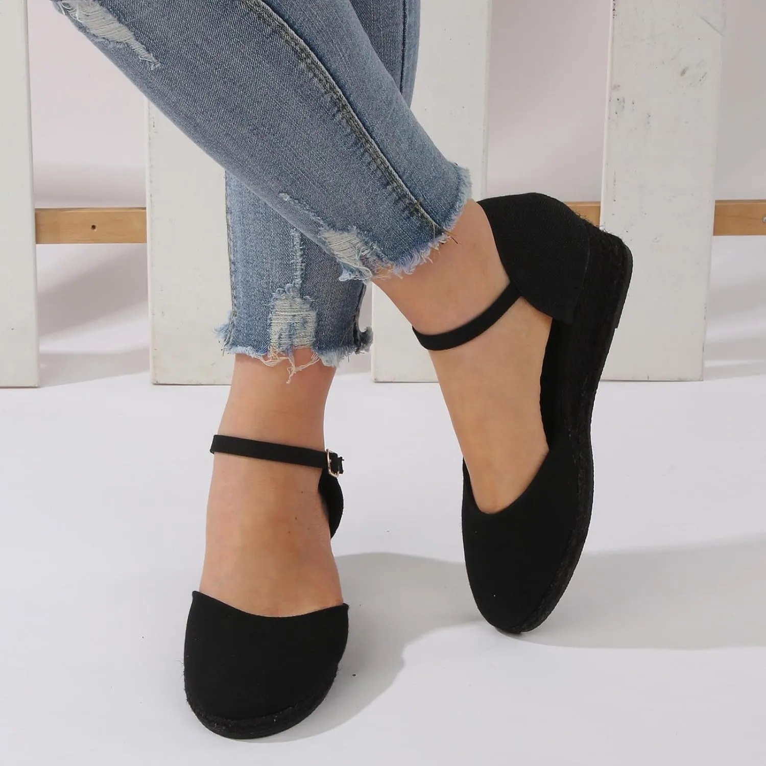 Espadrille Wedge Sandals Women Closed Toe Ankle Strappy Vintage Lightweight Platform Sandals Heels Party Bridal Shoes Beach Dressy Sandals