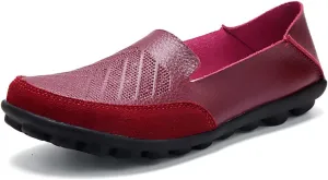 FolHaoth Womens Breathable Casual Leather Loafers Slip On Flats Moccasins Shoes Wild Walking Nurse Comfortable Cushioned Insole Driving Fashion Soft Shoes