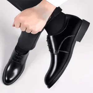 Formal Leather Men Dress Shoes Breathable Mens Casual Shoes Italian Luxury Lace-Up Non-Slip Men Driving Shoes