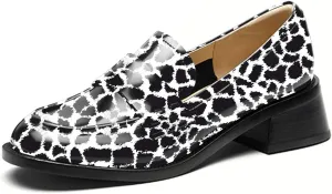 FYS Women Casual Slip on Loafers Closed Toe Block Chunky Low Heels Dress Shoes Comfort Office Workwear Shoes Size 4-15 US
