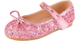Girls Dress Shoes Wedding Party School Mary Jane Flower Flats Glitter Sequins Slip On Ballet Dance Shoes