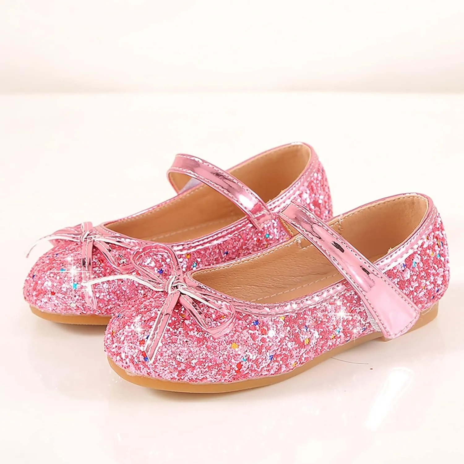 Girls Dress Shoes Wedding Party School Mary Jane Flower Flats Glitter Sequins Slip On Ballet Dance Shoes