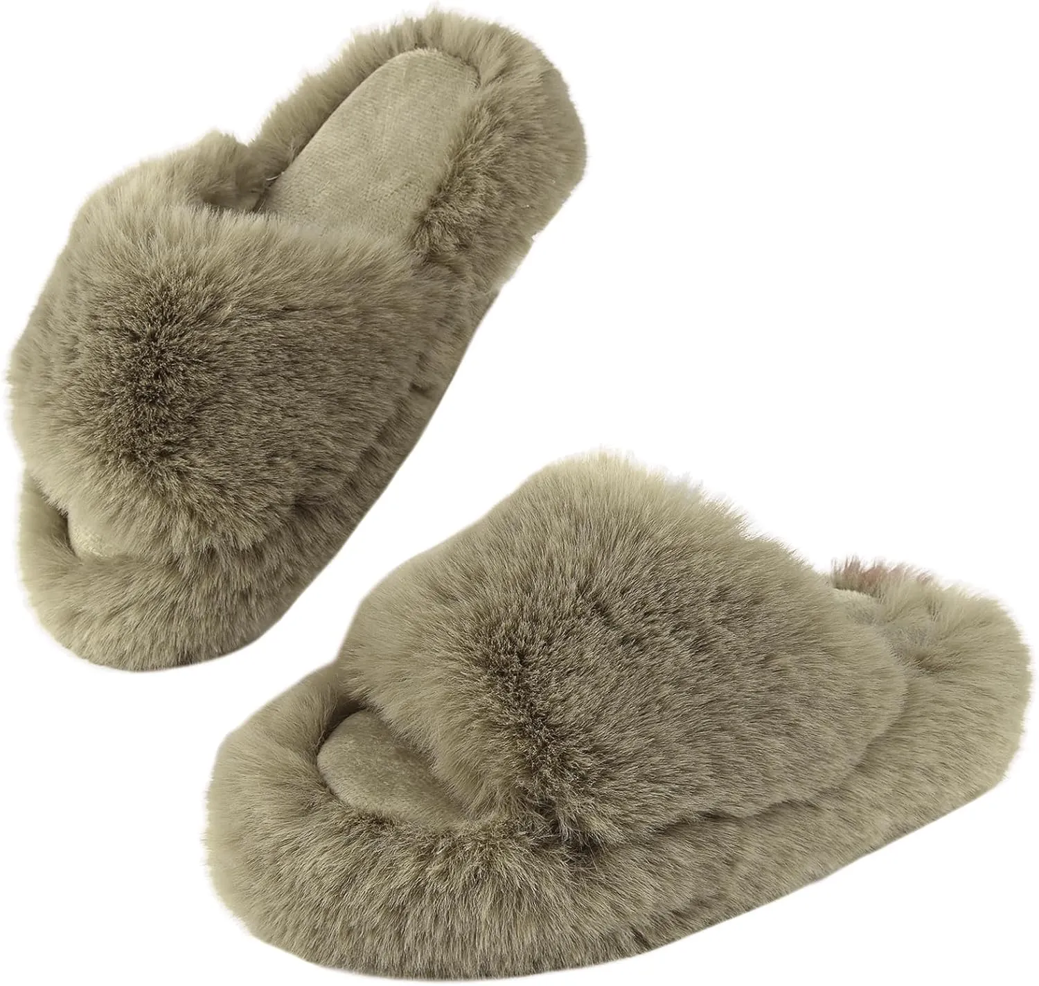 Girls Fuzzy Memory Foam Slippers Comfy丨Kids Fluffy Plush Open Toe House Slippers丨Slip On Furry Home Slides丨Indoor Outdoor Fur Flip Flop