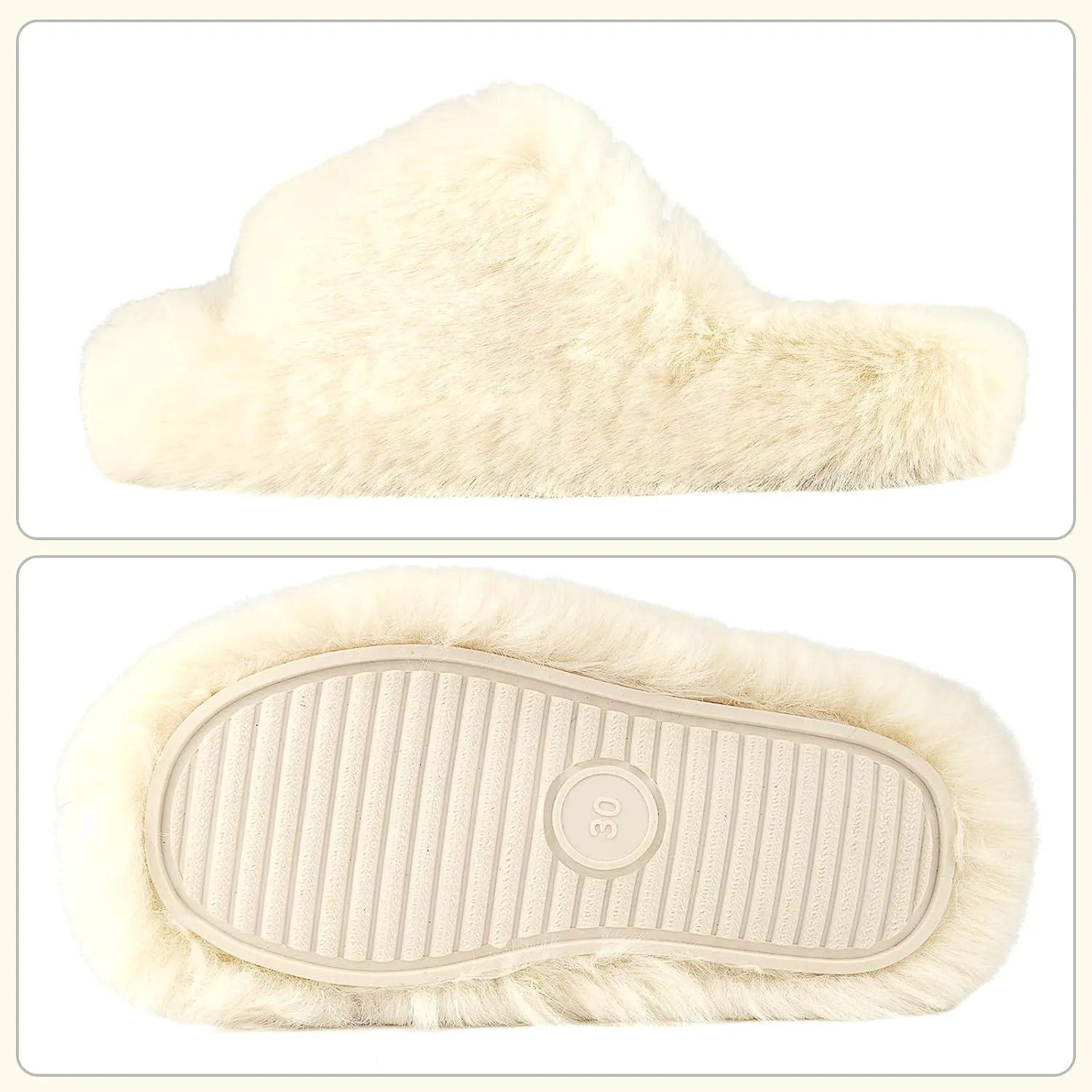Girls Fuzzy Memory Foam Slippers Comfy丨Kids Fluffy Plush Open Toe House Slippers丨Slip On Furry Home Slides丨Indoor Outdoor Fur Flip Flop
