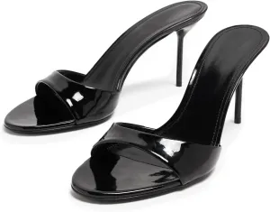 heelchic Womens High Stilettos Heels Slip on Heeled Slides Sandals, Open Pointed Toe Mules for Women Sexy Dress Pumps Prom Dance Shoes