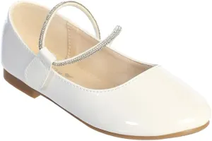 iGirlDress Girls Patent Rhinestone Ankle Strap Flats Dress Shoes Size 9- Size 7 Youth