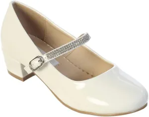 iGirlDress Little Girls Big Girls Patent Heel with Rhinestone Strap Flower Girls Mary Jane Shoes (Size 9-5 Youth)
