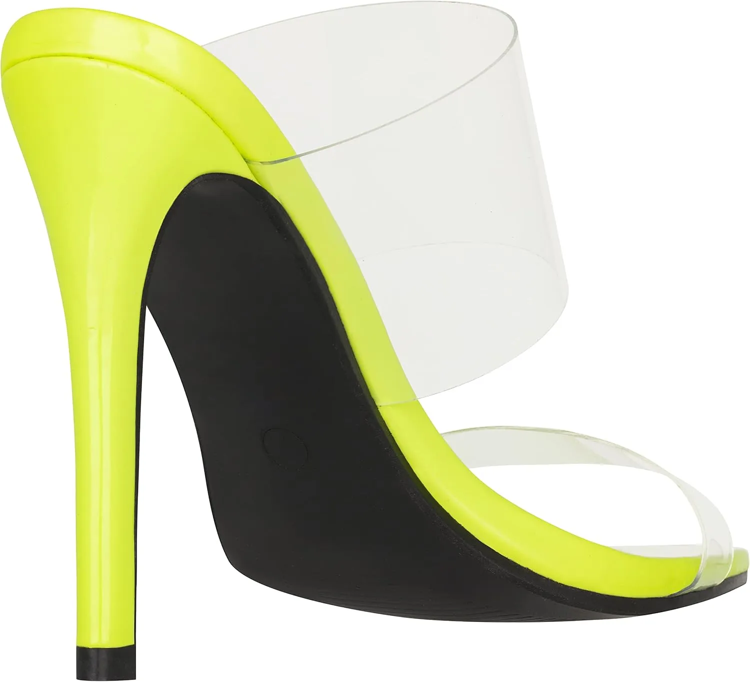 ILLUDE Womens Clear Pointed Toe Sandals Stiletto Heels Transparent Strap High Heels Slip on Mules