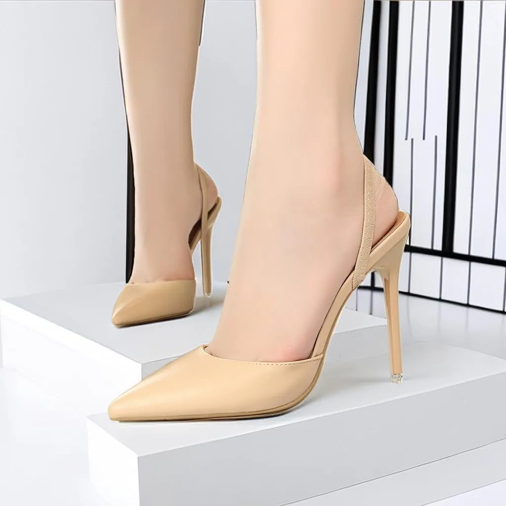 JOEupin Women High Heeled Mules Strappy Pointed Toe Mules Stiletto High Heels Slip On Sandals
