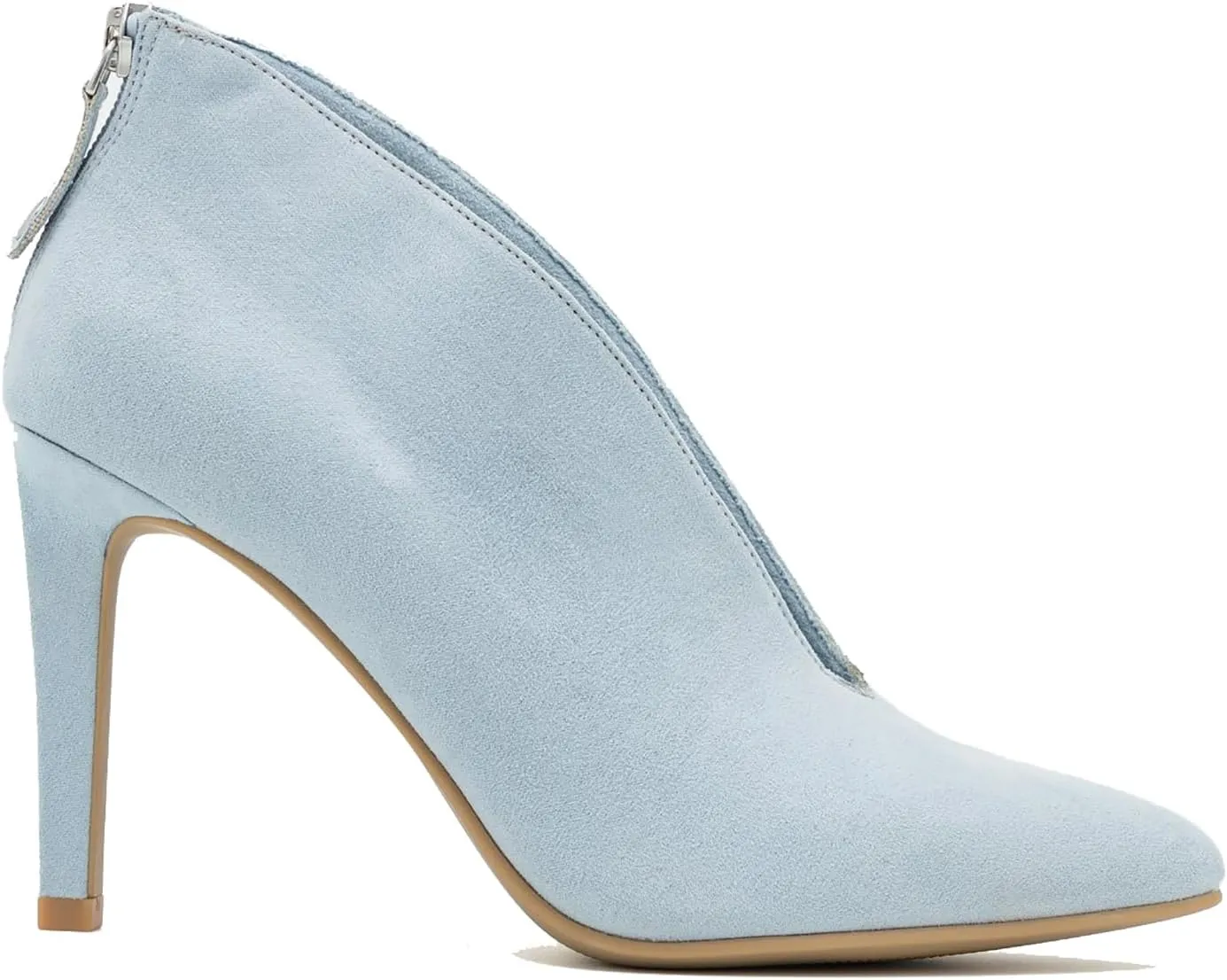 LEHOOR Women Pointed Toe Stiletto Heel Ankle Boots V Cut Suede Booties Back Zipper 3 inch Thin High Heel Short Boots Slip On Casual Dress Booties Heeled Party Wedding Office Retro Chic Size 4-11 M US