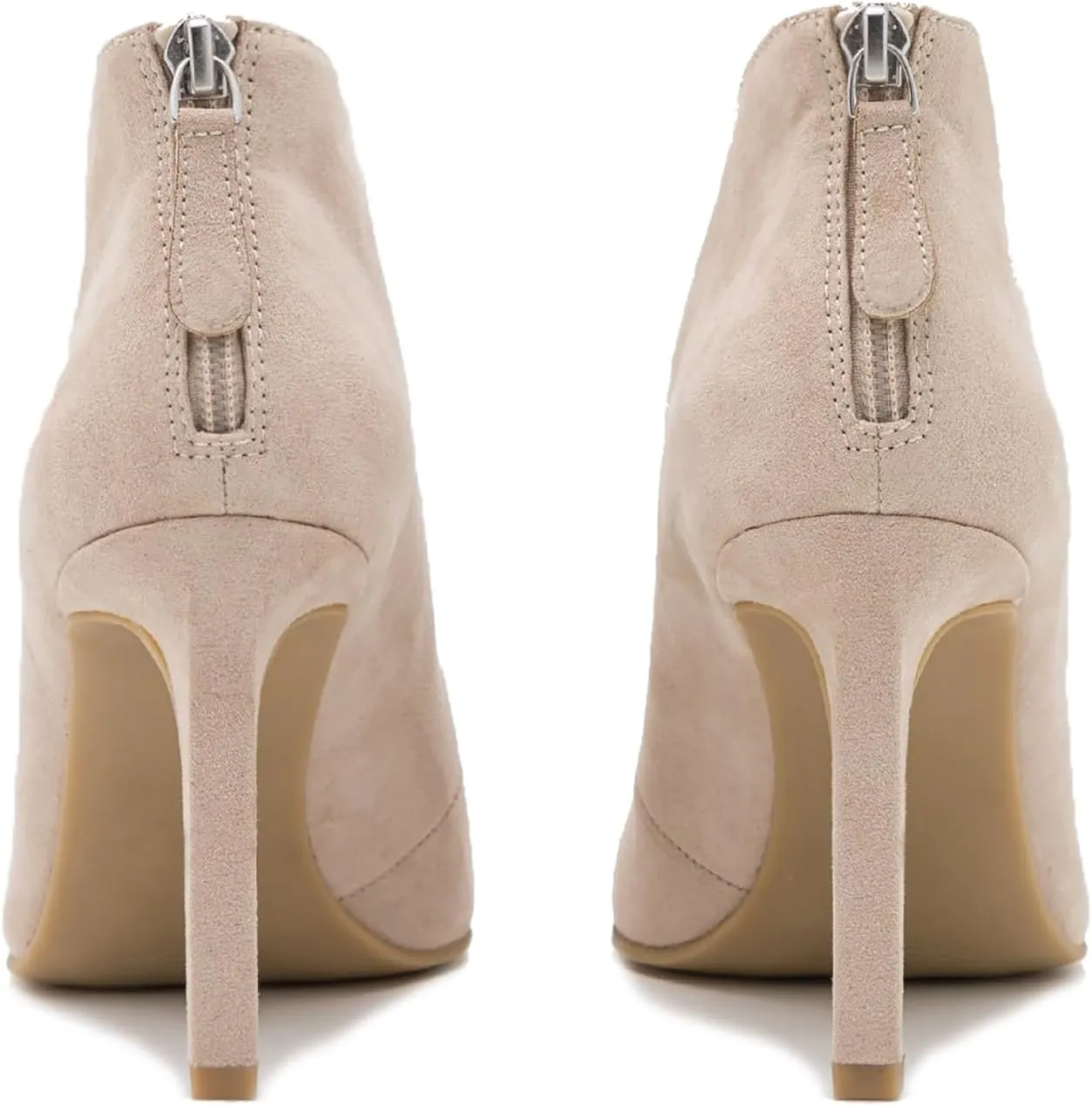 LEHOOR Women Pointed Toe Stiletto Heel Ankle Boots V Cut Suede Booties Back Zipper 3 inch Thin High Heel Short Boots Slip On Casual Dress Booties Heeled Party Wedding Office Retro Chic Size 4-11 M US