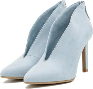 LEHOOR Women Pointed Toe Stiletto Heel Ankle Boots V Cut Suede Booties Back Zipper 3 inch Thin High Heel Short Boots Slip On Casual Dress Booties Heeled Party Wedding Office Retro Chic Size 4-11 M US