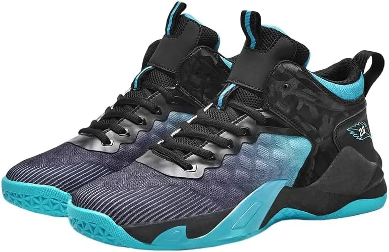 Men's Breathable Lace-Up Basketball Shoes  High-Top Training & Competition Sneakers with Cushioned Shock Absorption