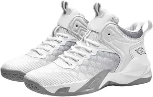 Men's Breathable Lace-Up Basketball Shoes  High-Top Training & Competition Sneakers with Cushioned Shock Absorption