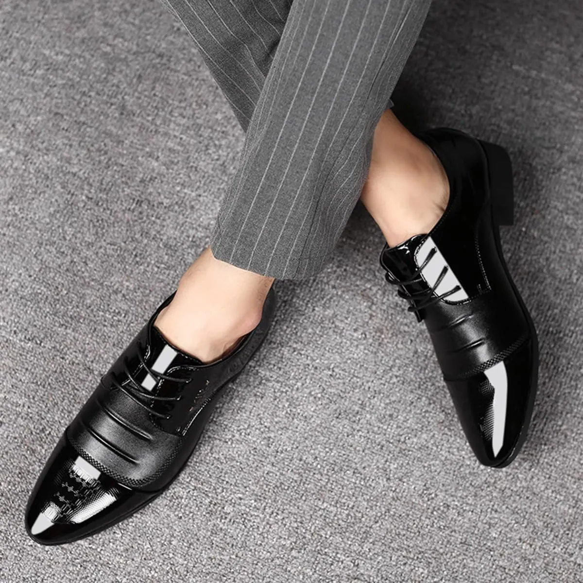 Men's Casual Dress Shoes Comfortable Lace up Formal Oxford for Weddings, Business, Office, Prom