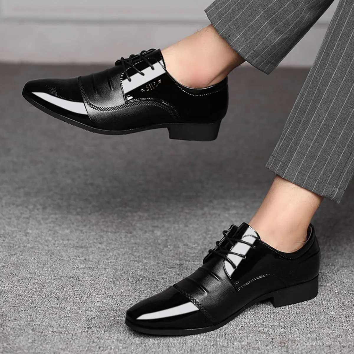 Men's Casual Dress Shoes Comfortable Lace up Formal Oxford for Weddings, Business, Office, Prom