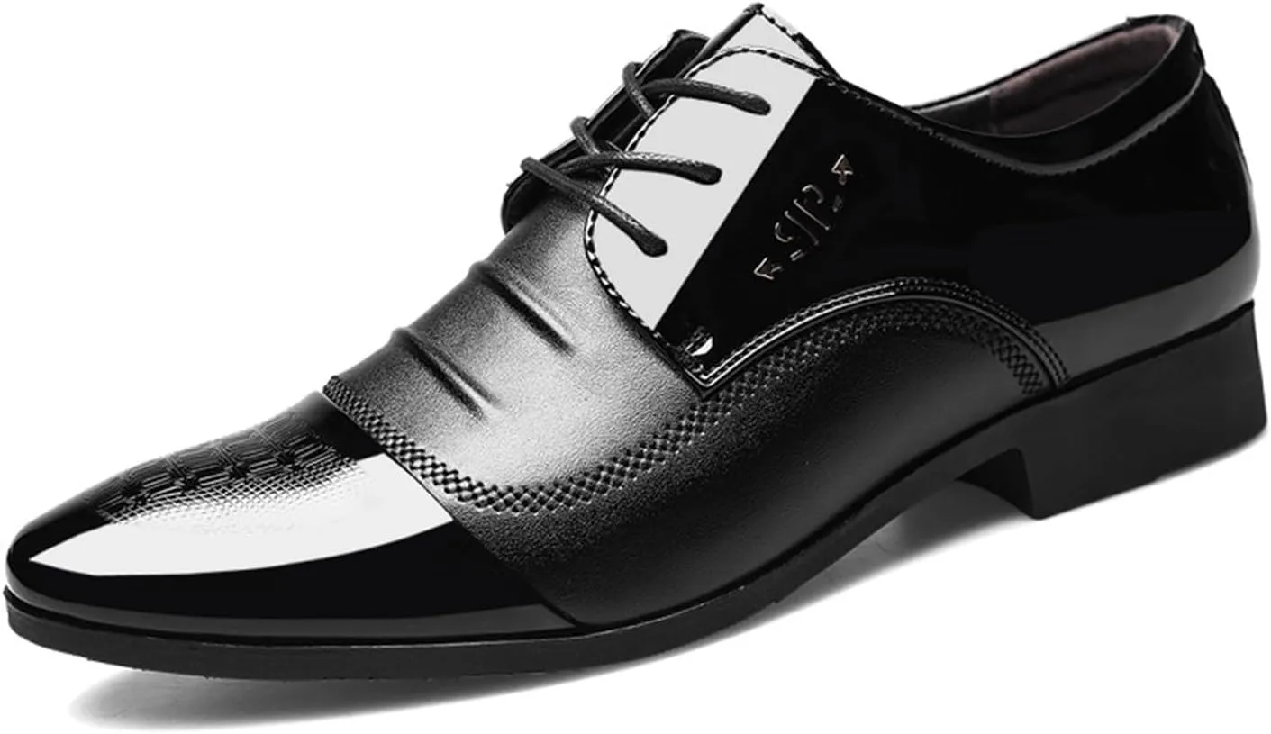 Men's Casual Dress Shoes Comfortable Lace up Formal Oxford for Weddings, Business, Office, Prom