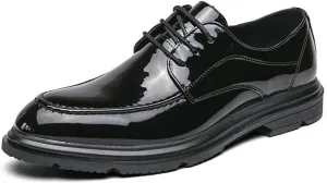 Men's Classic Dress Shoes Business Oxfords Lace-ups Modern Formal Derbys Patent Leather Shoes for Men