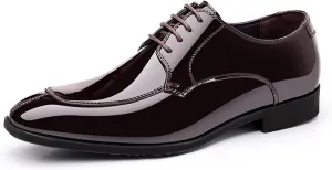 Mens Classic Formal Oxford Lace-up Shiny Patent Leather Shoes for Men Business Wedding Suit Tuxedo Dress Shoes