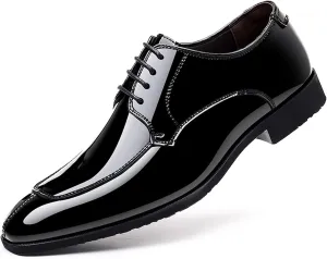 Mens Classic Formal Oxford Lace-up Shiny Patent Leather Shoes for Men Business Wedding Suit Tuxedo Dress Shoes