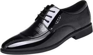 Men's Dress Shoes Business Oxfords Patent Leather Lace-ups Classic Wedding Suit Shoes Comfortable Derbys Shoes for Men