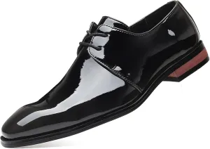 Men's Dress Shoes Formal Business Classic Lace Up Wingtip Oxford Shoes Shiny Patent Leather Shoes for Men
