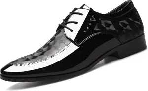 Men's Dress Shoes Shiny Patent Leather Tuxedo Oxfords Business Derby Shoes Formal Wedding Shoes Classic Suit Shoes